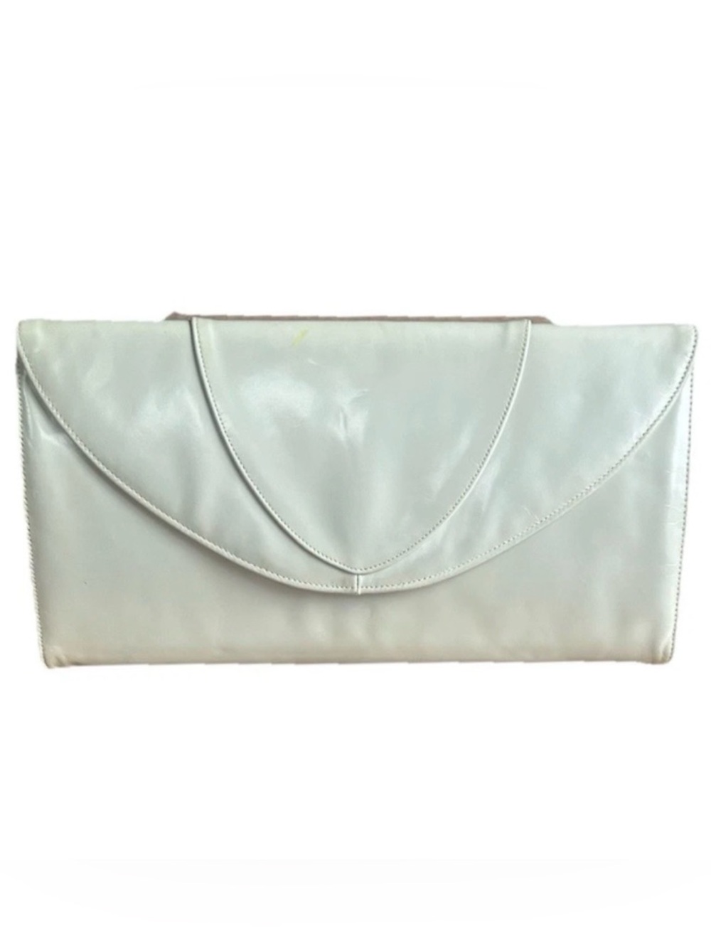 Vintage 1970s Frenchy of California Cream Iridescent Clutch Purse Removing Strap